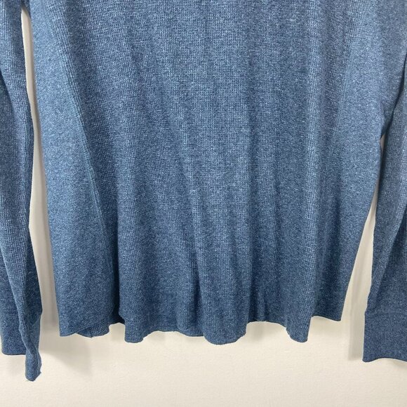 Vince Sz XL Men's Slim Fit Waffle Knit Long Sleeve T-shirt In H Spruce Blue - Picture 4 of 12
